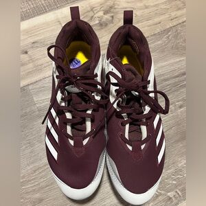 Adidas Icon 6 Ironskin Metal Baseball Cleats Dark Maroon/White/Silver 11 NEW